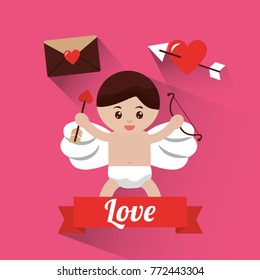 love cupid holding bow and arrow banner