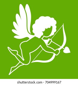 Love Cupid icon white isolated on green background. Vector illustration
