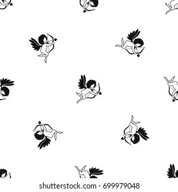 Love Cupid pattern repeat seamless in black color for any design. Vector geometric illustration