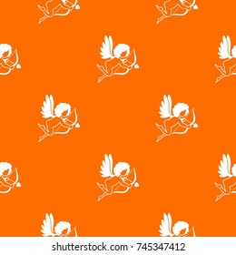 Love Cupid pattern repeat seamless in orange color for any design. Vector geometric illustration