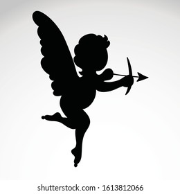 love cupid silhouettes. Silhouette of cupid shooting his bowpid.