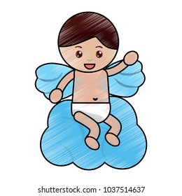 love cupid sitting in cloud cartoon