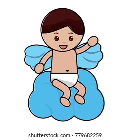 love cupid sitting in cloud cartoon