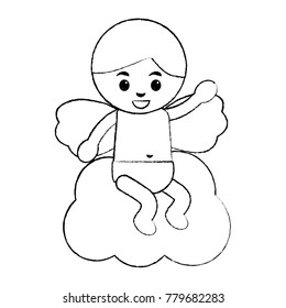 love cupid sitting in cloud cartoon