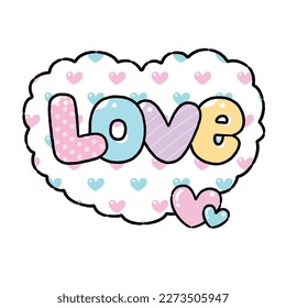 Love - Cute Cartoon style word isolated on white background.