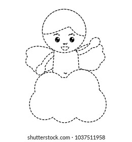 love cute cupid in cloud waving hand