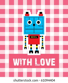 i love cute devil halloween robot