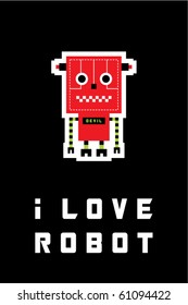 i love cute devil halloween robot