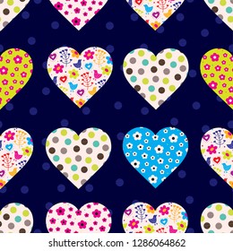 Love! Cute heart. Seamless pattern.