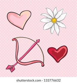 Love, cute icons ( element, objects, concepts). Vector Illustration