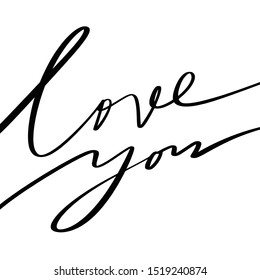 Love cute lettering calligraphy. Hand drawn cute lettering postcard or poster