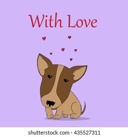 With love. Cute puppy pit bull. Hand drawn vector stock illustration. 