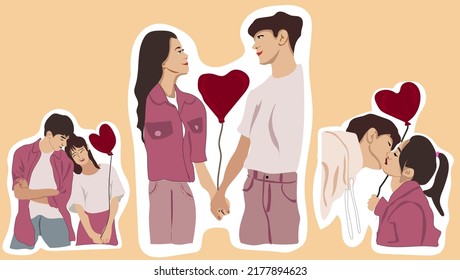 In Love Cute Romance Couple Cartoon 