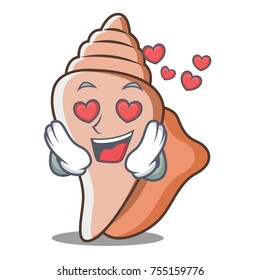 In love cute shell character cartoon