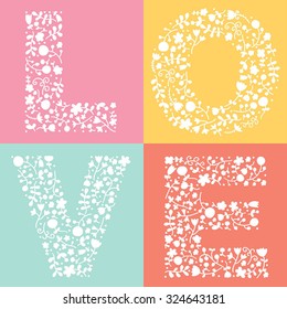 Love! Cute vector illustration with flowers.Postcard.