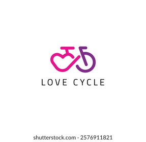 Love cycle romantic valentine day girl boy romance logo design