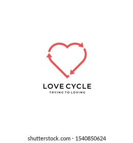 love cycle trying to loving you again creative heart love logo icon sign vector illustration