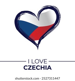 I Love Czechia Banner with Flag in Heart. Czechia love Emblem Isolated on White Background. Vector, Illustration, Isolated, Love, Background.