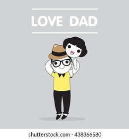 Love Dad Father's Day Card Character illustration