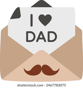 I Love Dad Letter with mustache Concept, Greeting Message for Daddy Vector Icon Design, Happy Fathers Day Symbol, Dads Gift Elements Sign, Parents Day Stock illustration