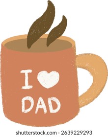 I Love Dad Mug Clipart – Hand Drawn Coffee Cup Illustration for Father’s Day