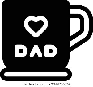 Love Dad Mug Glyph Icon - Single Icon, Vector