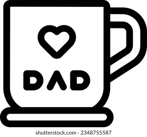 Love Dad Mug Line Icon - Single Icon, Vector