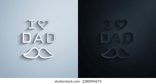 I love Dad, mustache paper icon with shadow effect vector illuistration design