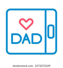 Love Dad text with heart icon. Concept of Father's Day and family.