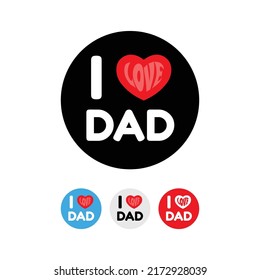 I Love Dad Text with Red Hearts Isolated on Black Background, Greetings and presents for Happy Father's Day Vector illustration.