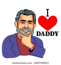 i love daddy with  finger symbol vector character