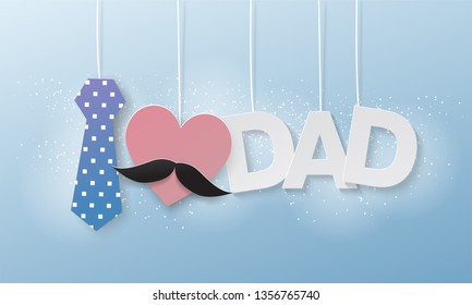 i love dad,text flying paper cut,father's day.