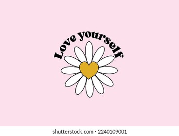 love daisy flower vector hand drawn design