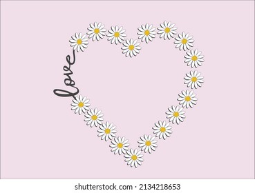 love daisy heart flower hand drawn