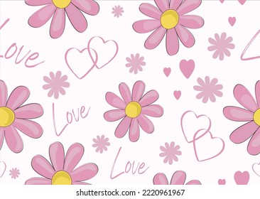 love daisy pattern vector hand drawn design