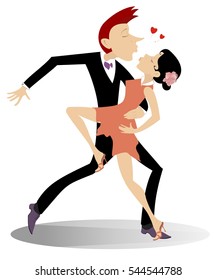 Love dance. Romantic dancing man and woman
