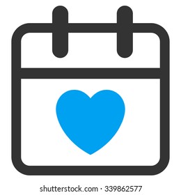 Love Date vector icon. Style is bicolor flat symbol, blue and gray colors, rounded angles, white background.