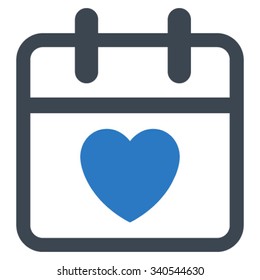 Love Date vector icon. Style is bicolor flat symbol, smooth blue colors, rounded angles, white background.