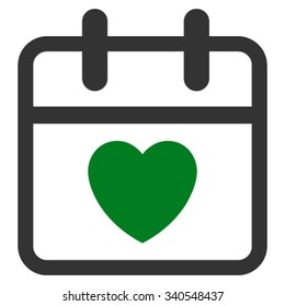 Love Date vector icon. Style is bicolor flat symbol, green and gray colors, rounded angles, white background.