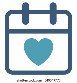 Love Date vector icon. Style is bicolor flat symbol, cyan and blue colors, rounded angles, white background.