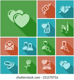 Love and dating flat icons