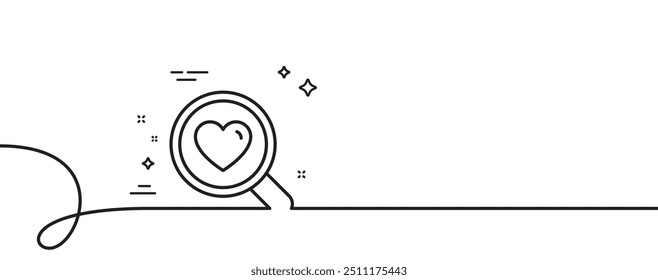 Love dating line icon. Continuous one line with curl. Search relationships sign. Valentines day symbol. Search love single outline ribbon. Loop curve pattern. Vector