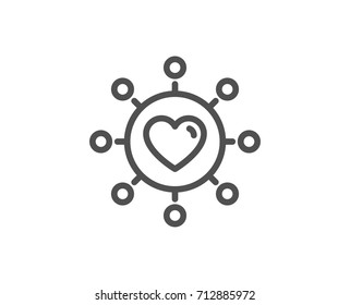 Love Dating Line Icon. Relationships Network Sign. Valentines Day Or Heart Symbol. Quality Design Element. Editable Stroke. Vector