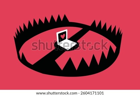 Love dating scammers trap of modern digital era illustration