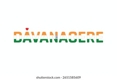 I Love DAVANAGERE, Typographic Design of I Love DAVANAGERE on a white background, Flag Typography of DAVANAGERE with heart, Vector design of I Love DAVANAGERE