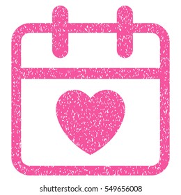 Love Day grainy textured icon for overlay watermark stamps. Flat symbol with unclean texture. Dotted vector pink ink rubber seal stamp with grunge design on a white background.