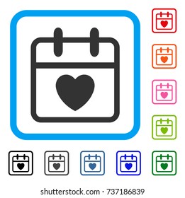 Love Day icon. Flat gray iconic symbol inside a light blue rounded square. Black, gray, green, blue, red, orange color additional versions of Love Day vector. Designed for web and software interfaces.