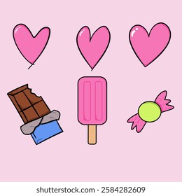 Love and Valentine’s Day ornaments, vector artwork for design applications