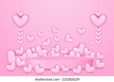 día de amor con ilustración vectorial de producto de podio