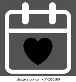 Love Day vector icon. Style is bicolor flat symbol, black and white colors, rounded angles, gray background.